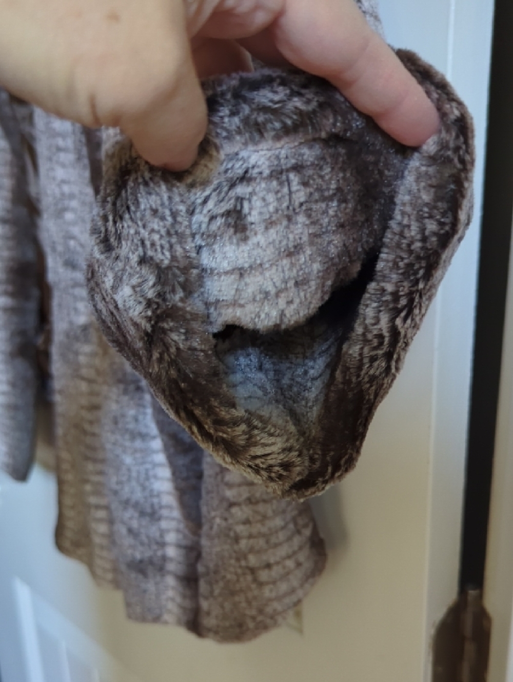 Dennis Basso Plush Faux Fur Coat in Taupe Brown - Picture 4 of 6